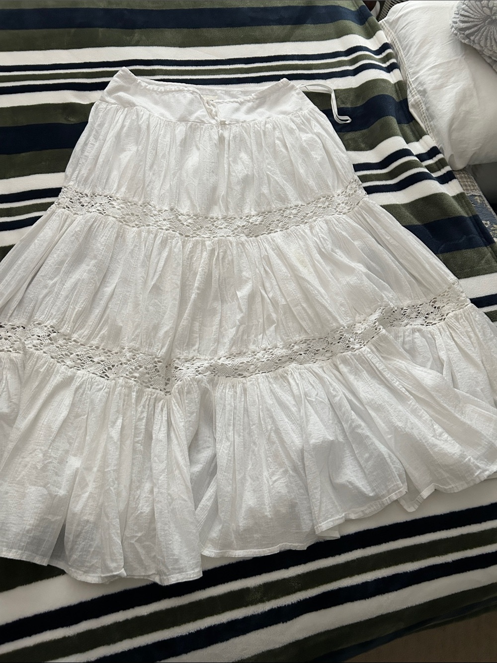 White cotton Skirt with Crochet Trim